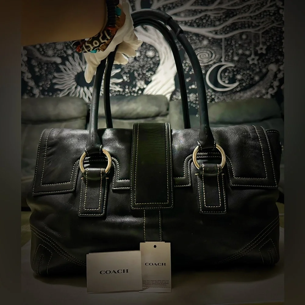 Vintage Y2K Coach tote bags Black Leather shoulder bag❌70% OFF SALE❌ make offer - Picture 12 of 17